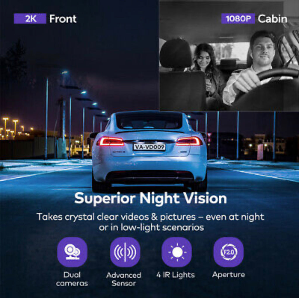 Dual Dash Cam VAVA 2K Front & 1080P Cabin
